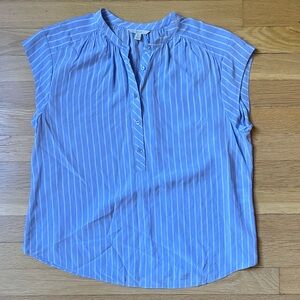 Joie Hassie Light Blue Striped Blouse with Cap Sleeve